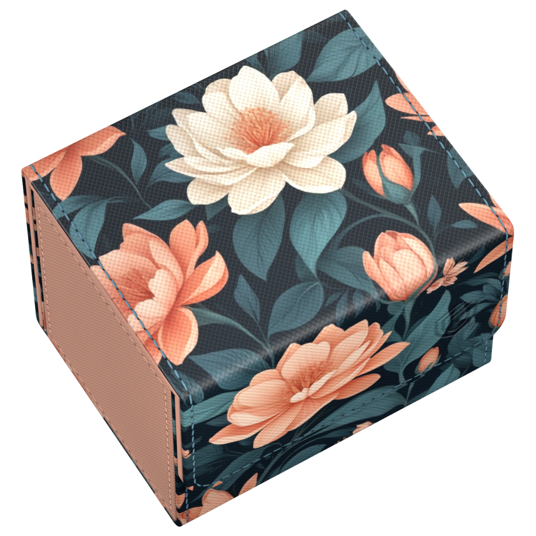 Ultimate Guard Sidewinder 100+ Floral Places Quiet Glade deck box with Xenoskin exterior and space for 100 double-sleeved cards