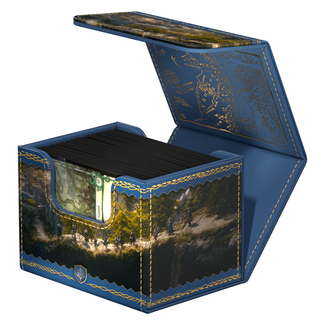 Ultimate Guard Sidewinder 100+ Rivendell deck box with Lord of the Rings Places of Middle Earth artwork open