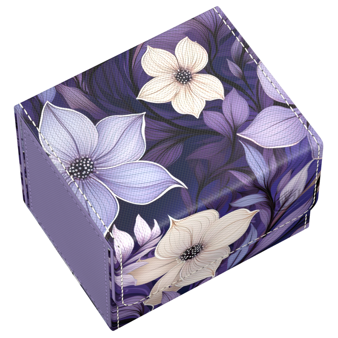 Ultimate Guard Sidewinder 100+ Floral Places Moonlit Glen deck box with Xenoskin finish, holds 100 double-sleeved cards