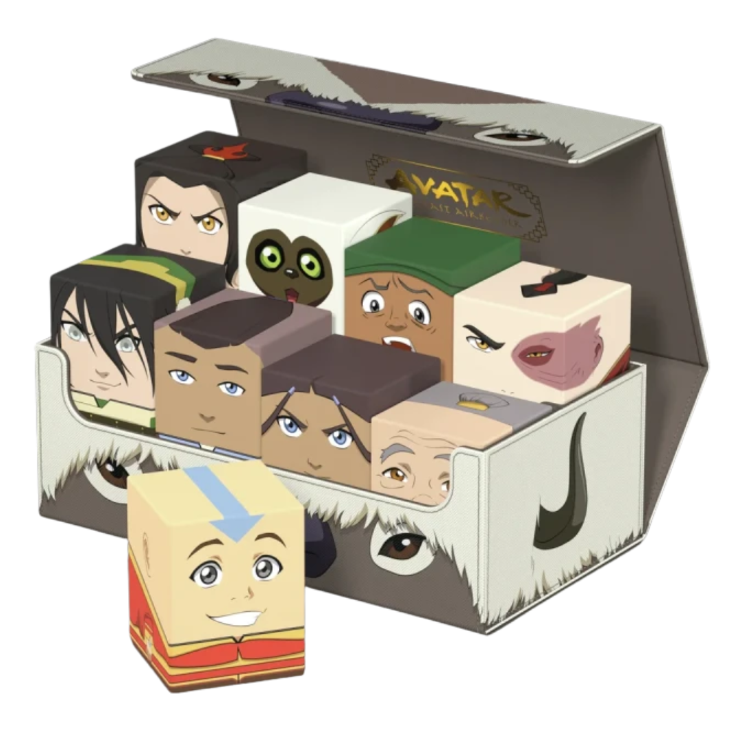 Ultimate Guard Squaroes 1000+ Appa collector case, Avatar: The Last Airbender design, open view showing trading card storage slots