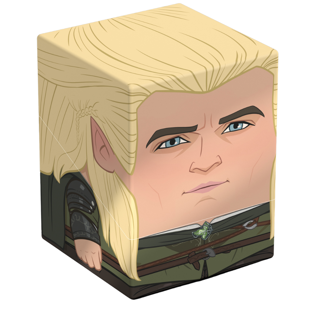 Ultimate Guard Squaroes 100+ deck box, Legolas artwork, holds 100 double-sleeved standard cards, magnetic closure, stackable construction