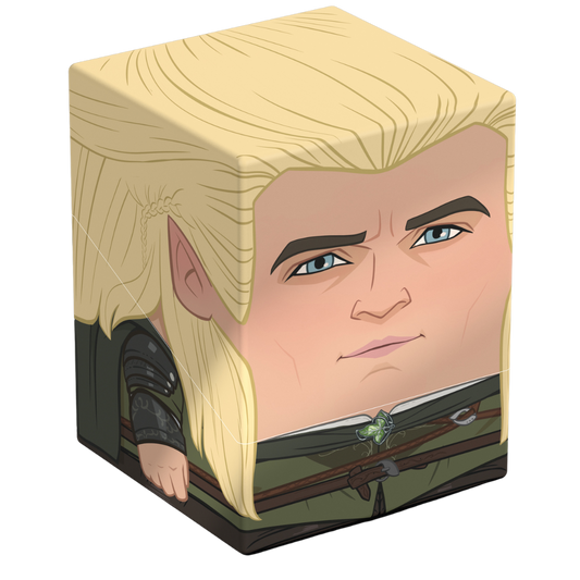 Ultimate Guard Squaroes 100+ deck box, Legolas artwork, holds 100 double-sleeved standard cards, magnetic closure, stackable construction