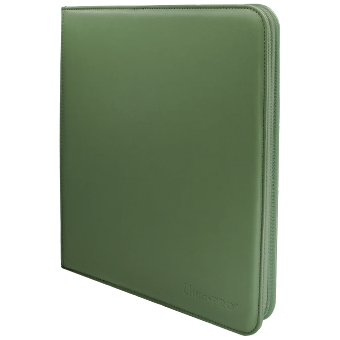Ultra Pro 12 Pocket Pro Binder Vivid Cool Matcha, large-capacity card binder with green cover and side-loading pockets for trading card game collectors.