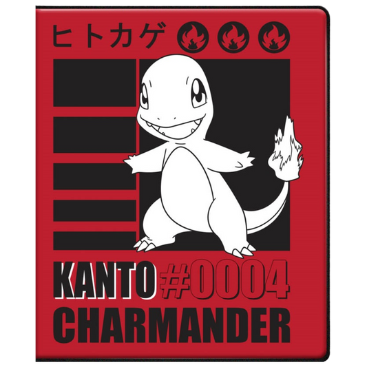 Ultra Pro 4-Pocket Portfolio Pokémon Charmander 2025, card binder with official Charmander artwork for storing and displaying up to 80 trading cards safely.








