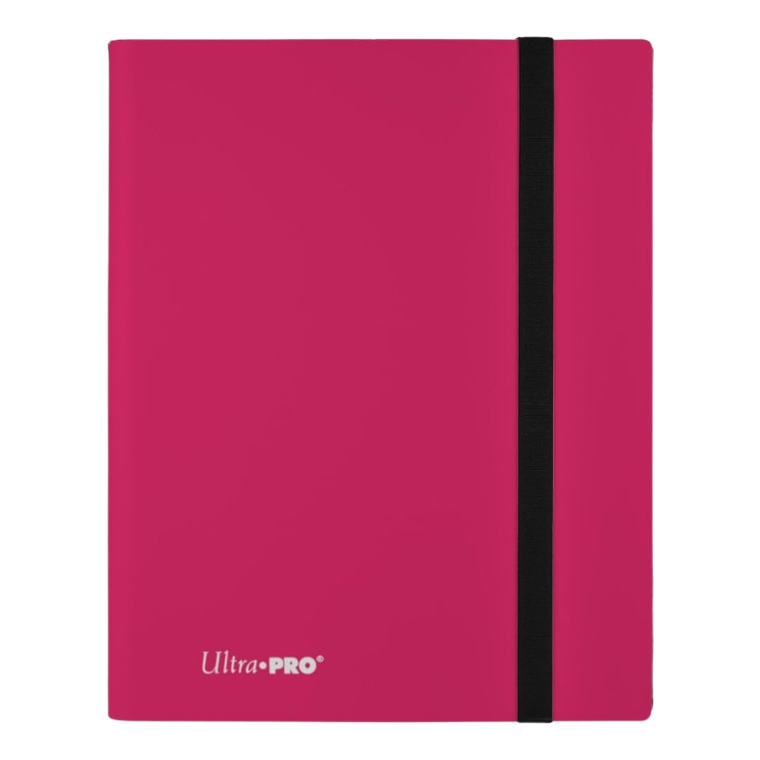 Ultra Pro 9 Pocket Eclipse Binder Hot Pink, vibrant trading card binder with durable side-loading pockets for organizing and protecting collectible cards.
