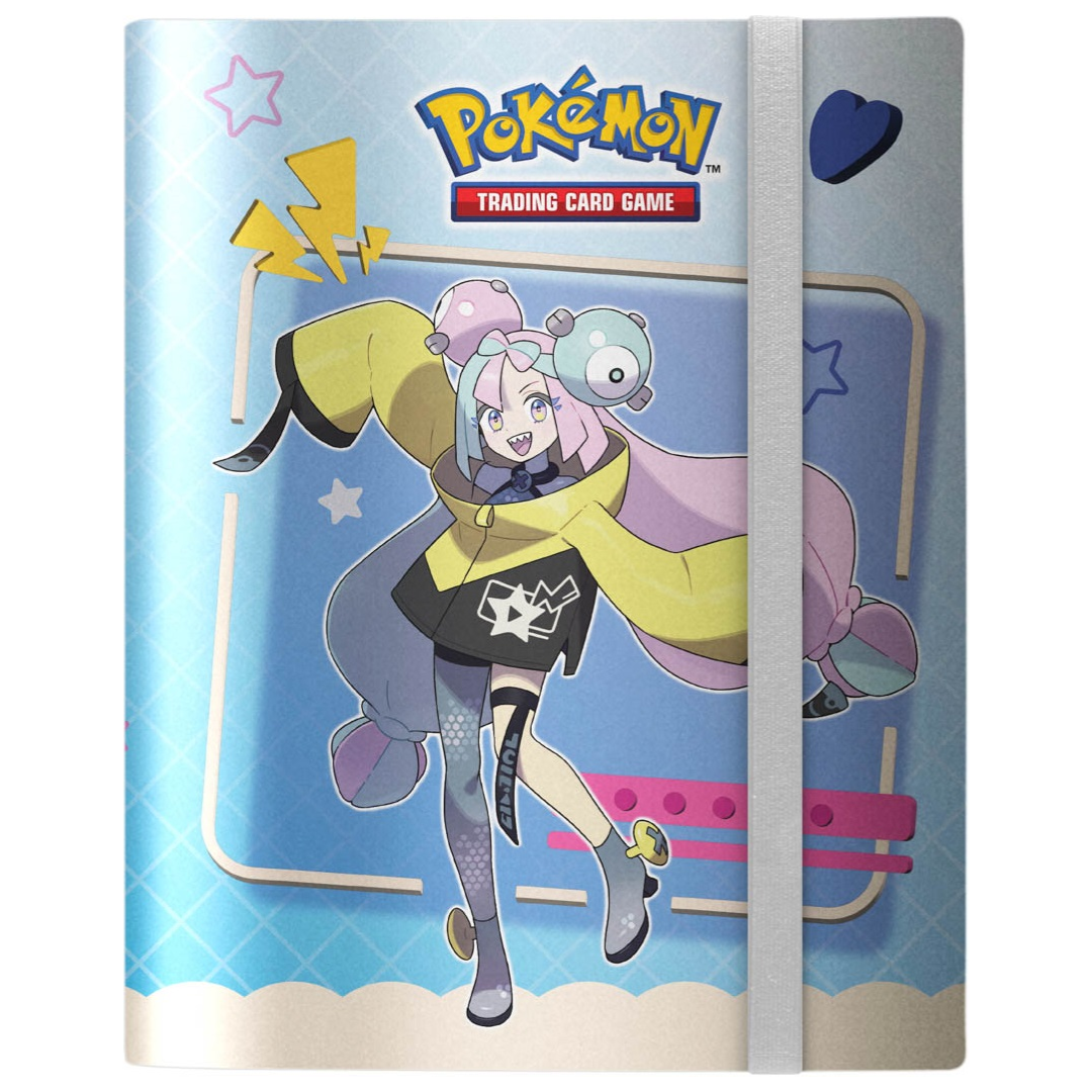Ultra Pro Pokémon 9-Pocket Pro-Binder Iono and Bellibolt, card binder with electric-themed artwork, side-loading pages, and strap closure.

