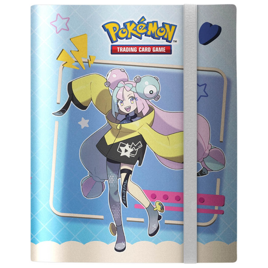 Ultra Pro Pokémon 9-Pocket Pro-Binder Iono and Bellibolt, card binder with electric-themed artwork, side-loading pages, and strap closure.

