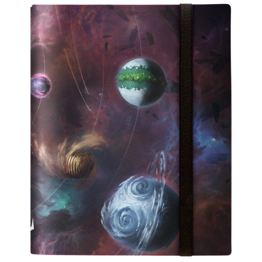 Ultra Pro 9 Pocket MTG Edge of Eternities binder with planets artwork and elastic strap