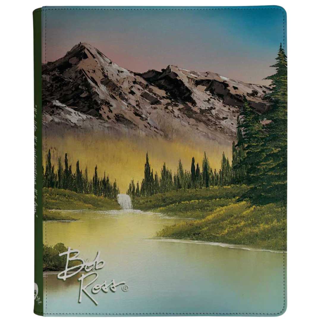 Ultra Pro 9-Pocket Zip Binder featuring Bob Ross Mountain Retreat artwork with padded cover and secure zip closure for card protection

