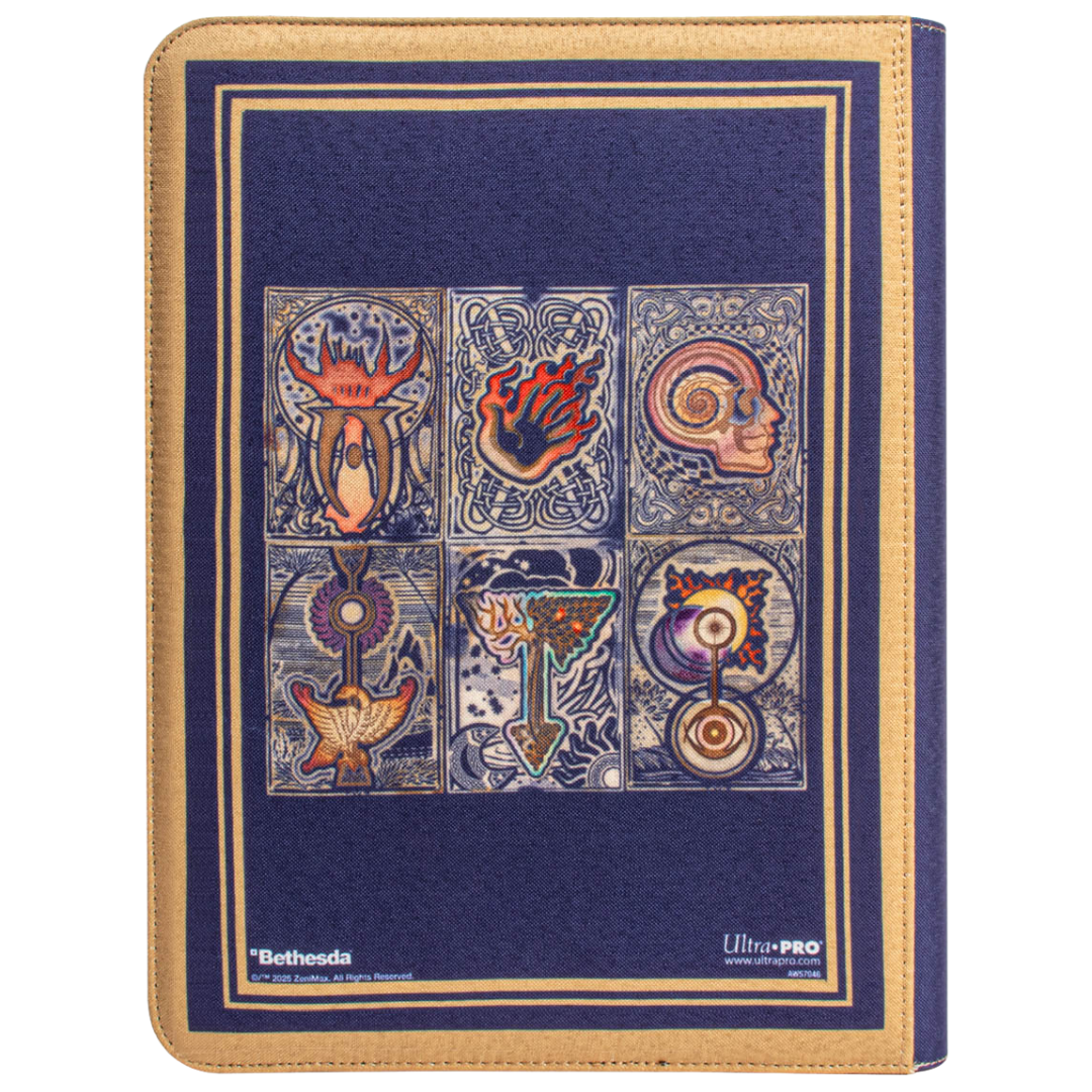 Mages Guild Zip Binder by Ultra Pro, 9-pocket Elder Scrolls IV card binder with side-loading pages and official magical-themed design.








