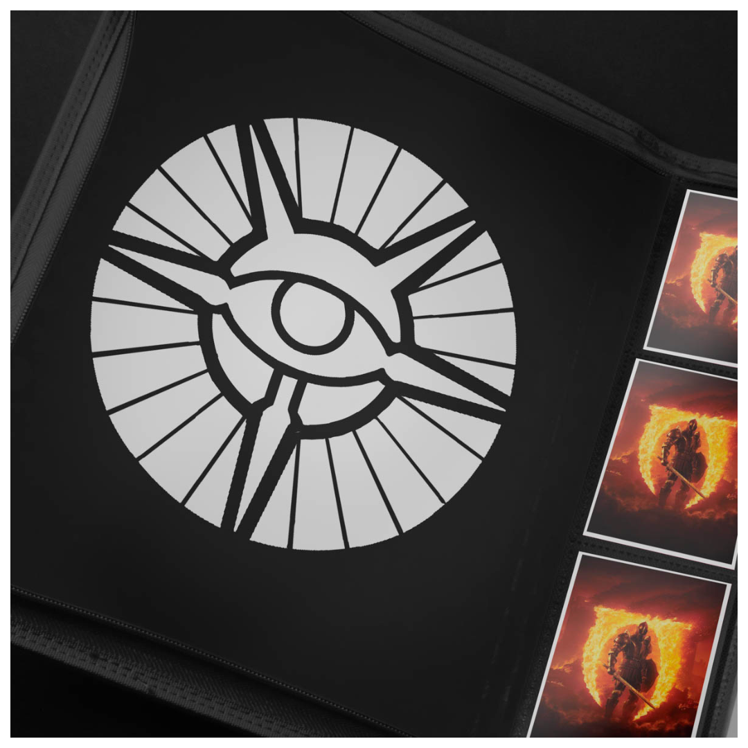 Ultra Pro 9-Pocket Zip Binder featuring Elder Scrolls IV Mages Guild emblem, fantasy-themed TCG binder with secure zipper and side-loading card pages.