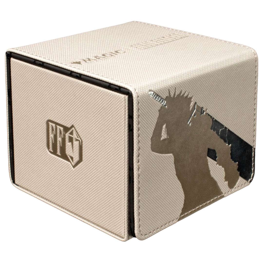 Ultra Pro Alcove Edge Final Fantasy V1 Deck Box featuring Cloud’s artwork, leatherette, magnetic closure — holds 100 double‑sleeved MTG cards
