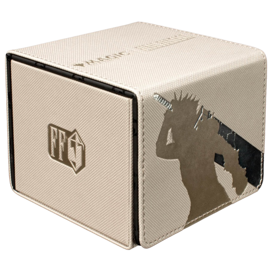 Ultra Pro Alcove Edge Final Fantasy V1 Deck Box featuring Cloud’s artwork, leatherette, magnetic closure — holds 100 double‑sleeved MTG cards