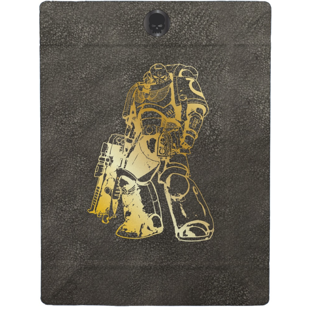 Warhammer 40K Space Marines Folding Dice Tray with magnetic corners, reversible leatherette design, and compact storage for tabletop gaming.