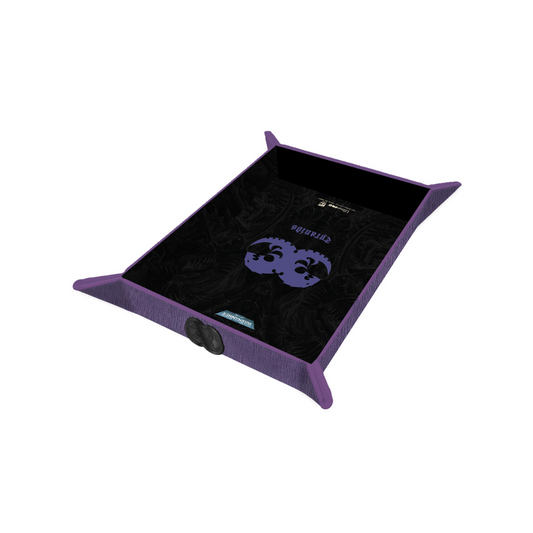 Warhammer 40K Tyranid Folding Dice Tray with reversible leatherette design, magnetic corners, and compact storage for tabletop gaming.