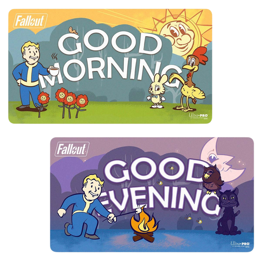 Ultra Pro Fallout Vault Boy Good Morning Good Evening double sided playmat for tabletop gaming