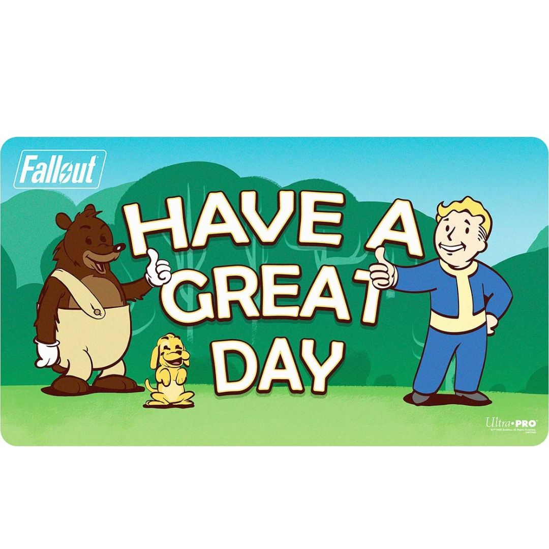 Ultra Pro Fallout Vault Boy Have a Great Day playmat for trading card games and tabletop gaming