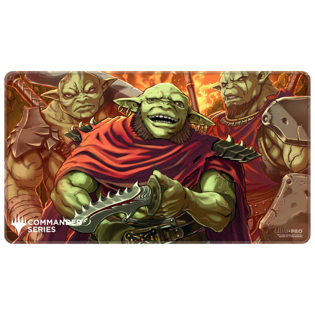 Ultra Pro MTG Commander Series Krenko Stitched playmat with full-color goblin artwork, non-slip rubber base, perfect for Magic: The Gathering players

