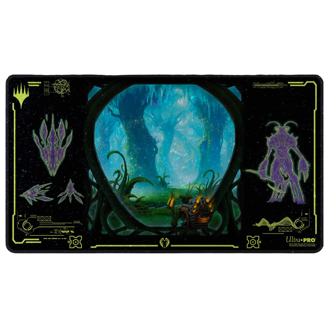 Ultra Pro MTG Edge of Eternities green holofoil playmat with forest artwork