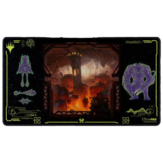 Ultra Pro MTG Edge of Eternities red holofoil playmat with lava-themed Magic artwork