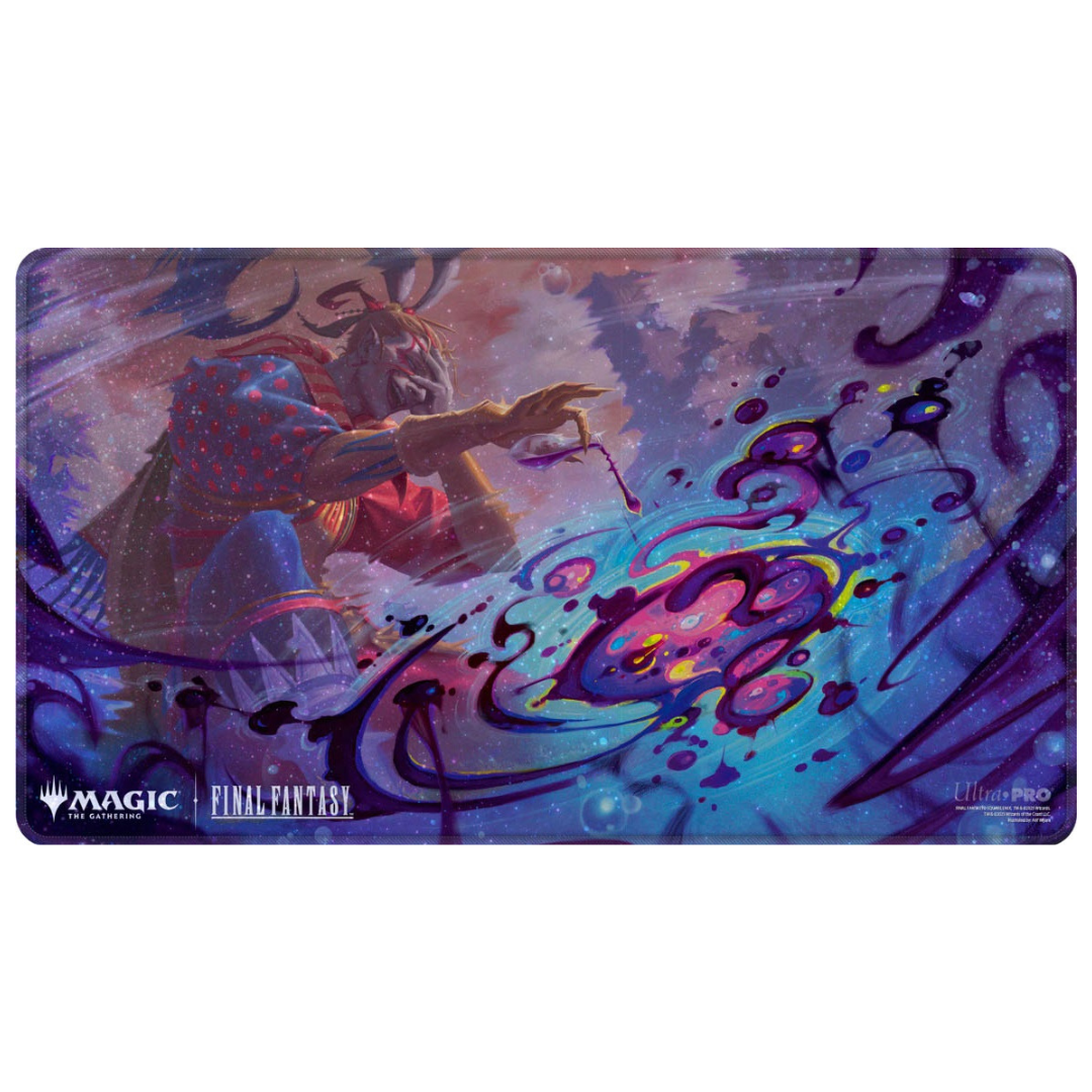 Ultra Pro MTG Final Fantasy Poison the Waters holofoil playmat with shimmering dark blue magical artwork and non-slip backing.