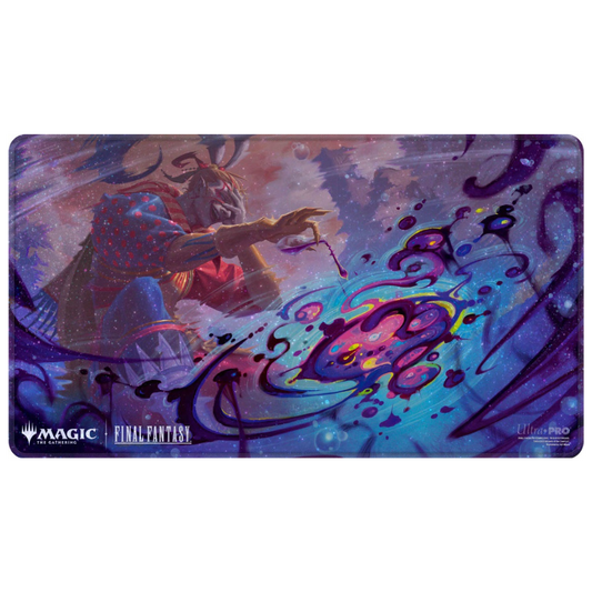 Ultra Pro MTG Final Fantasy Poison the Waters holofoil playmat with shimmering dark blue magical artwork and non-slip backing.