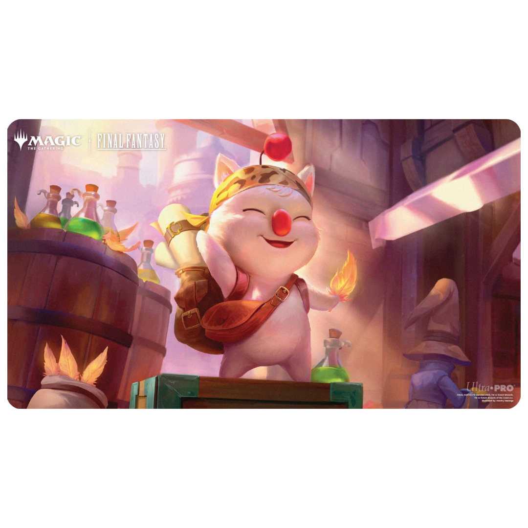 Ultra Pro Final Fantasy Stiltzkin Moogle Merchant playmat with soft fabric and rubber backing






