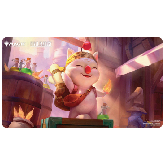 Ultra Pro Final Fantasy Stiltzkin Moogle Merchant playmat with soft fabric and rubber backing






