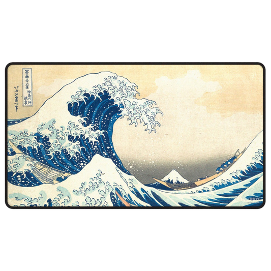 Ultra Pro Playmat The Great Wave off Kanagawa Black Stitched, premium card game mat featuring classic Japanese artwork with stitched edges and non-slip base.








