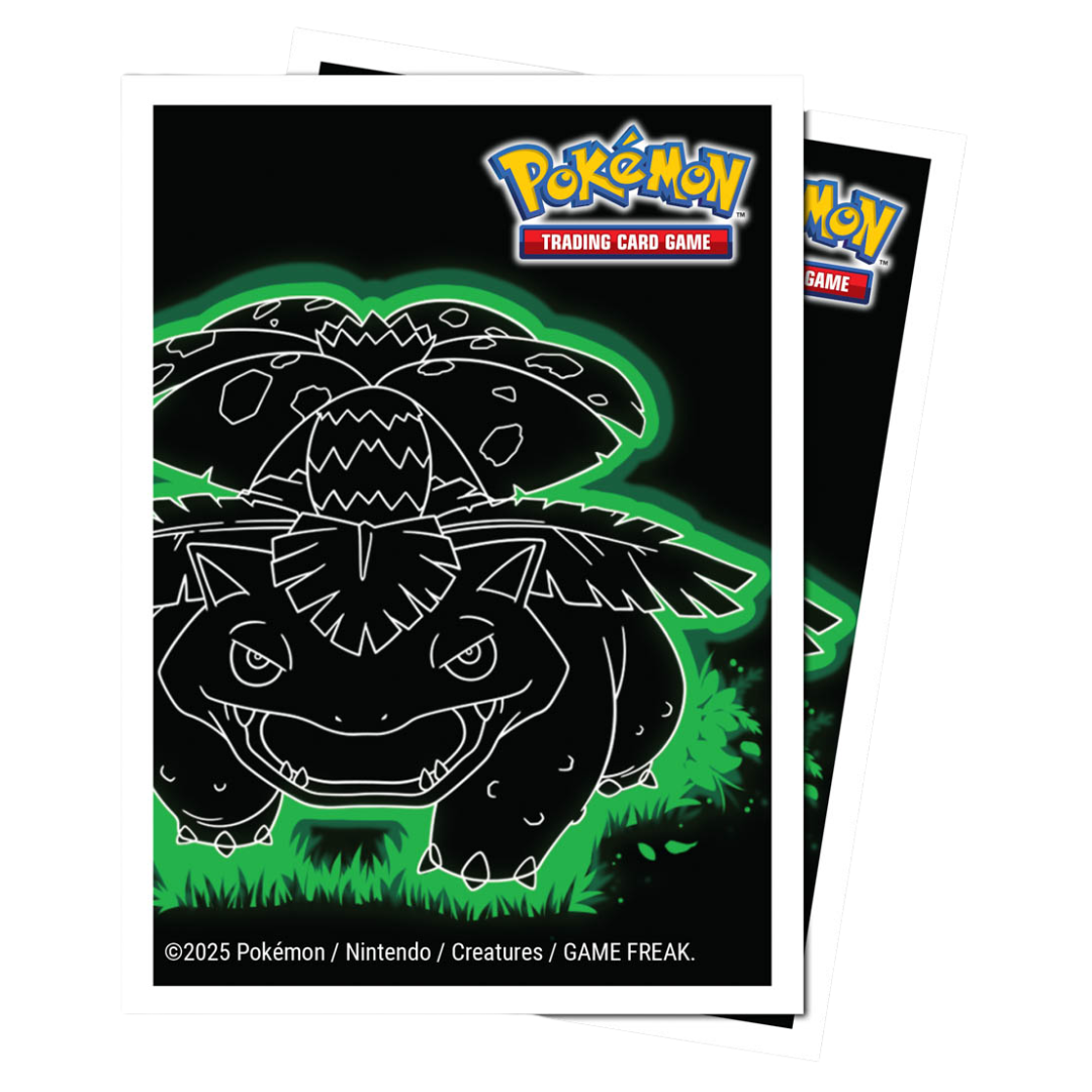 Ultra Pro Pokémon Apex Neon Venusaur deck protectors featuring vivid neon artwork and durable card sleeves for competitive Pokémon TCG play.