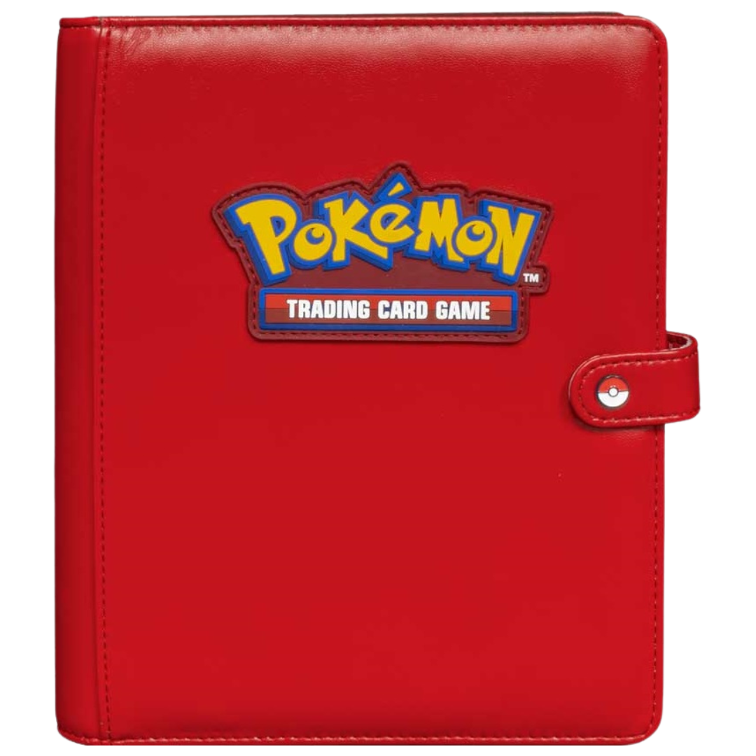 Ultra Pro Premium Snap Binder Pokémon Red edition with secure closure and archival card pages, ideal for protecting and displaying Pokémon card collections

