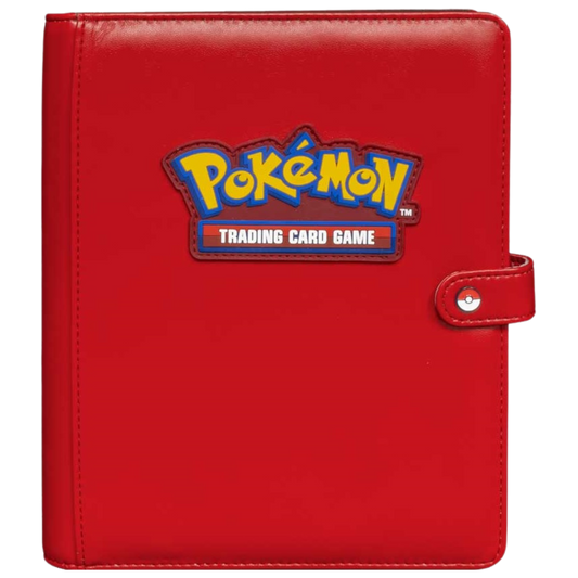 Ultra Pro Premium Snap Binder Pokémon Red edition with secure closure and archival card pages, ideal for protecting and displaying Pokémon card collections

