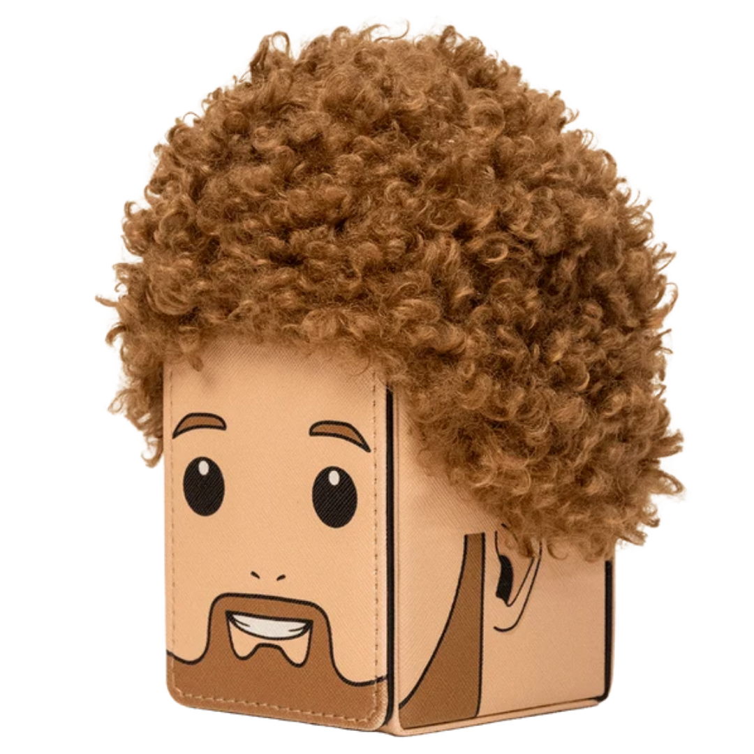 Ultra Pro Bob Ross Headcase deck box with Bob Ross portrait design and removable curly hair cover.