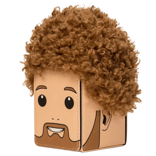 Ultra Pro Bob Ross Headcase deck box with Bob Ross portrait design and removable curly hair cover.