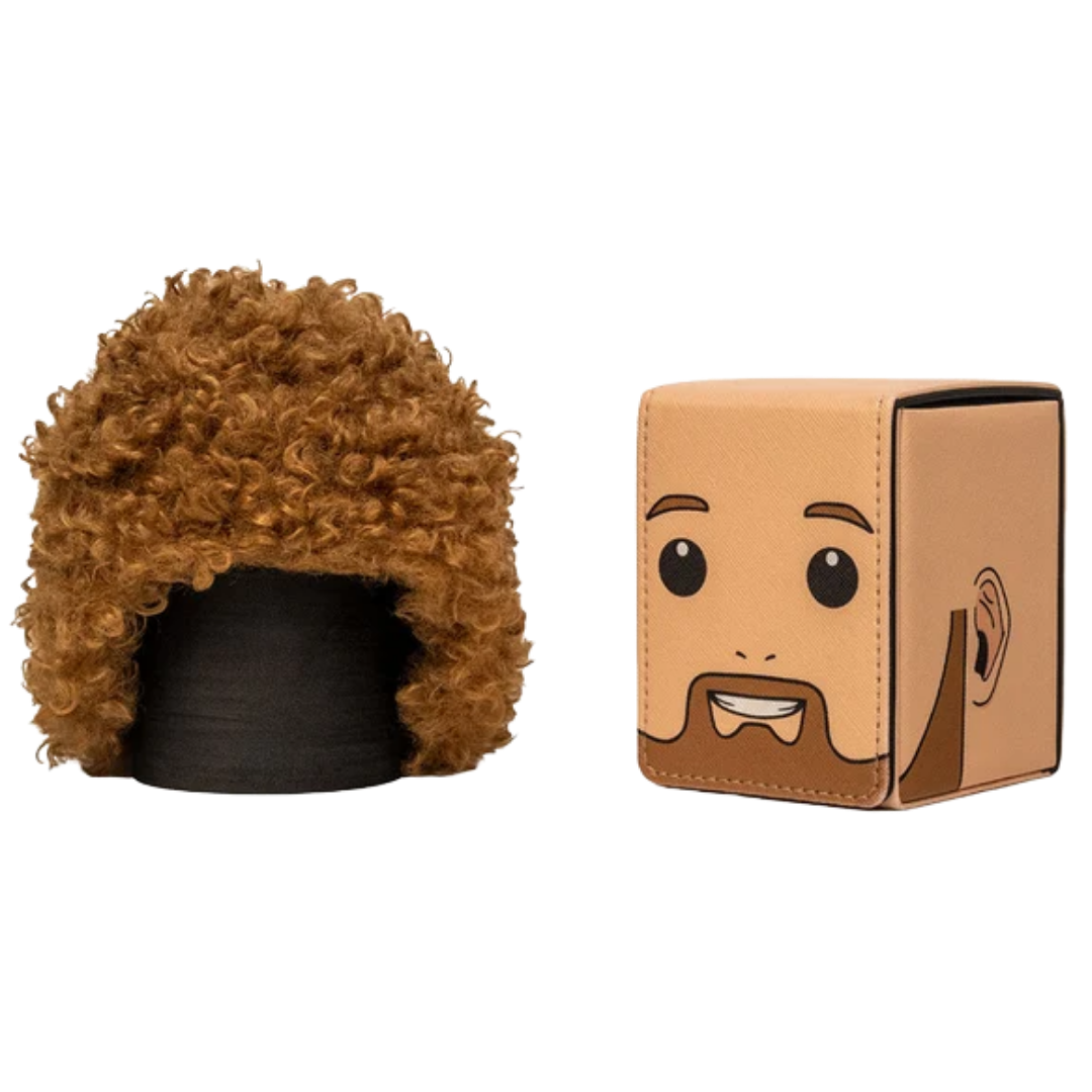 Ultra Pro Bob Ross Headcase deck box with removable curly hair piece shown separately.