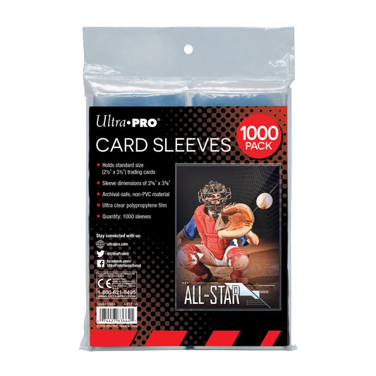 Ultra Pro 1000 pack clear card sleeves for standard 2.5 x 3.5 trading cards