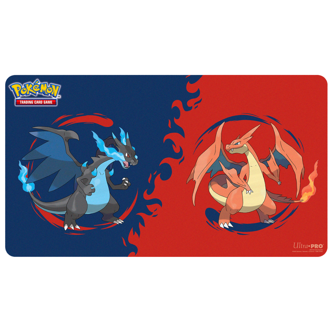 Ultra Pro Pokémon Playmat featuring Mega Charizard X and Mega Charizard Y artwork