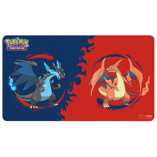Ultra Pro Pokémon Playmat featuring Mega Charizard X and Mega Charizard Y artwork