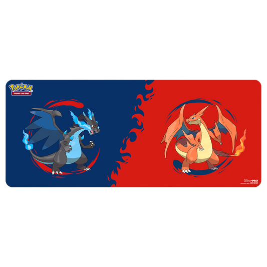 Ultra Pro Pokémon Table Playmat 6 ft featuring Mega Charizard X and Mega Charizard Y artwork on full table size mat