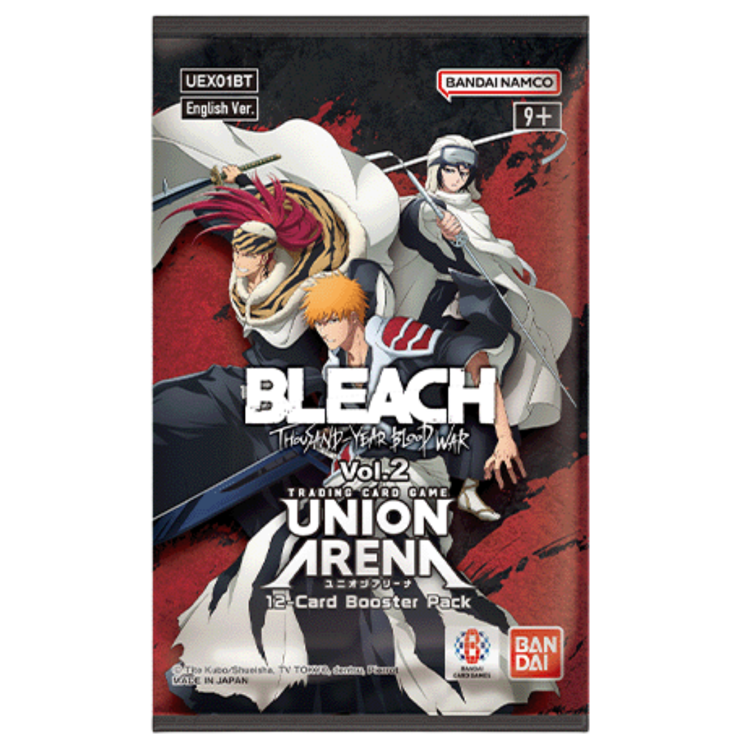 Union Arena Bleach Thousand-Year Blood War Vol. 2 Booster Pack, trading card pack featuring TYBW characters and abilities for Bleach TCG collectors and players.