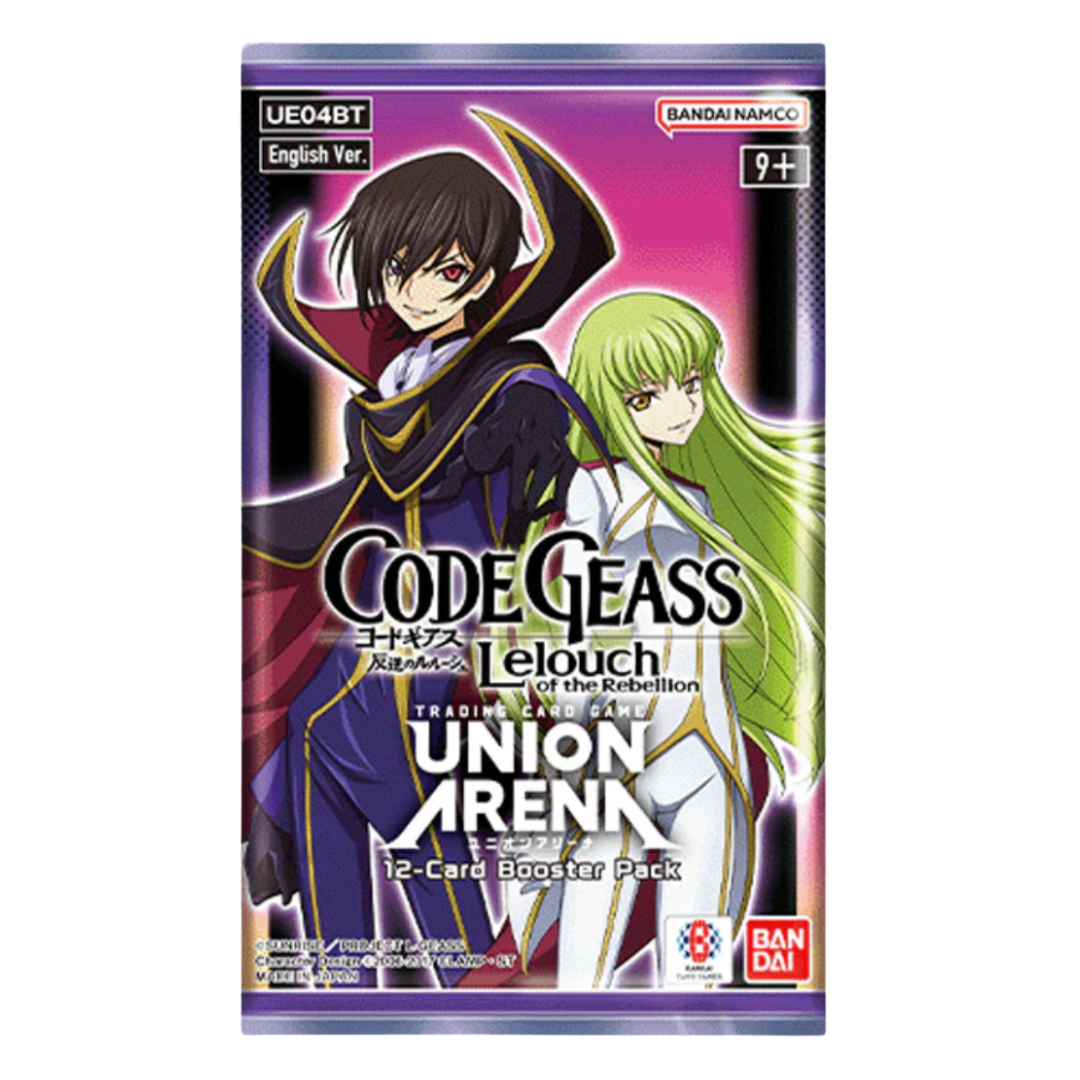 Union Arena Code Geass Lelouch of the Rebellion Booster Pack featuring iconic characters and powerful abilities for thrilling TCG battles.