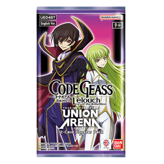 Union Arena Code Geass Lelouch of the Rebellion Booster Pack featuring iconic characters and powerful abilities for thrilling TCG battles.