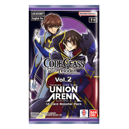 Union Arena Code Geass Volume 2 single booster pack with Lelouch and Suzaku artwork
