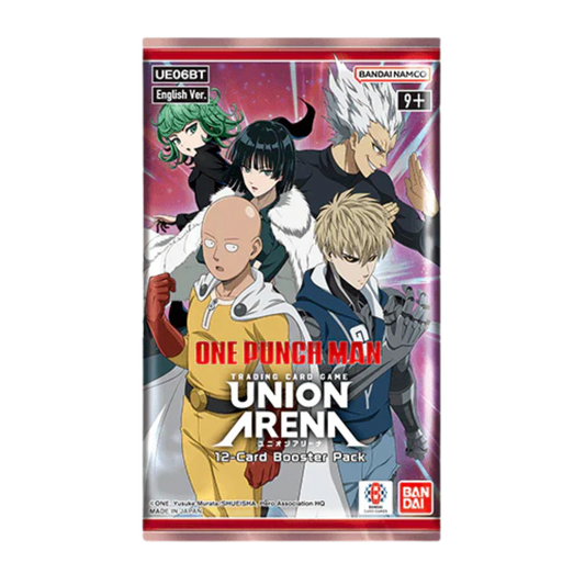 Union Arena One Punch Man Booster Pack with iconic characters, powerful moves, and vibrant artwork for TCG enthusiasts and collectors.