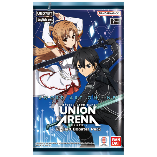 Union Arena Sword Art Online Booster Pack, trading card game pack featuring Kirito, Asuna, and other SAO characters for collectors and competitive players.
