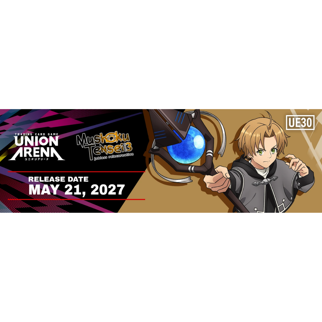 Union Arena Mushoku Tensei Jobless Reincarnation Booster Display featuring Rudeus Greyrat