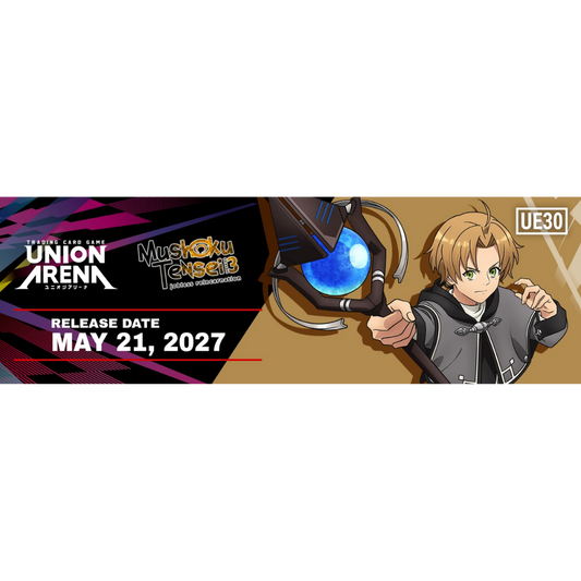 Union Arena Mushoku Tensei Jobless Reincarnation Booster Display featuring Rudeus Greyrat