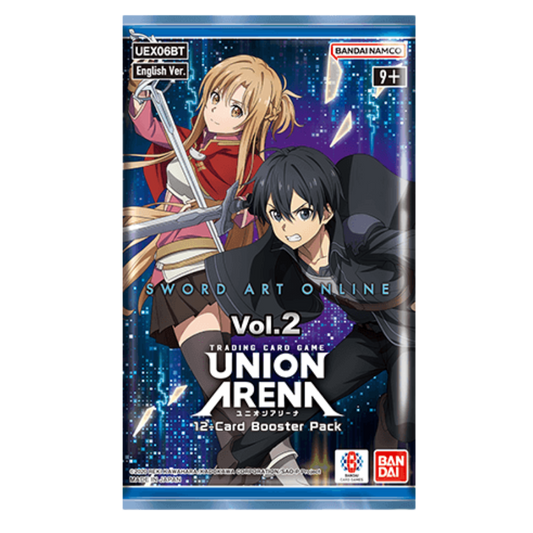 Union Arena Sword Art Online Volume 2 booster pack featuring Kirito and Asuna artwork