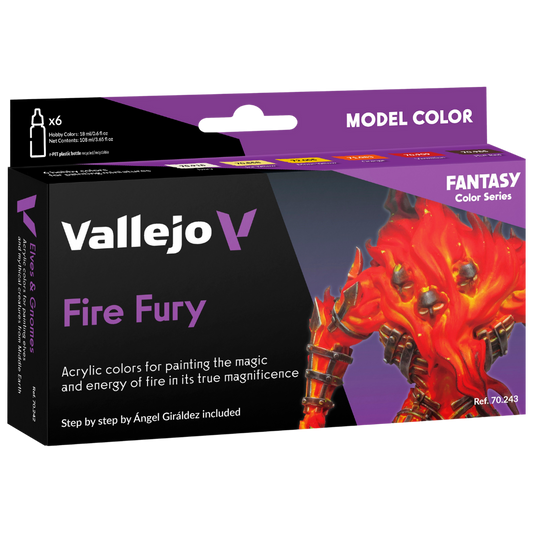 Vallejo Fantasy Fire Effects Paint Set – 6 acrylic paints with fire painting guide by Ángel Giráldez and José González