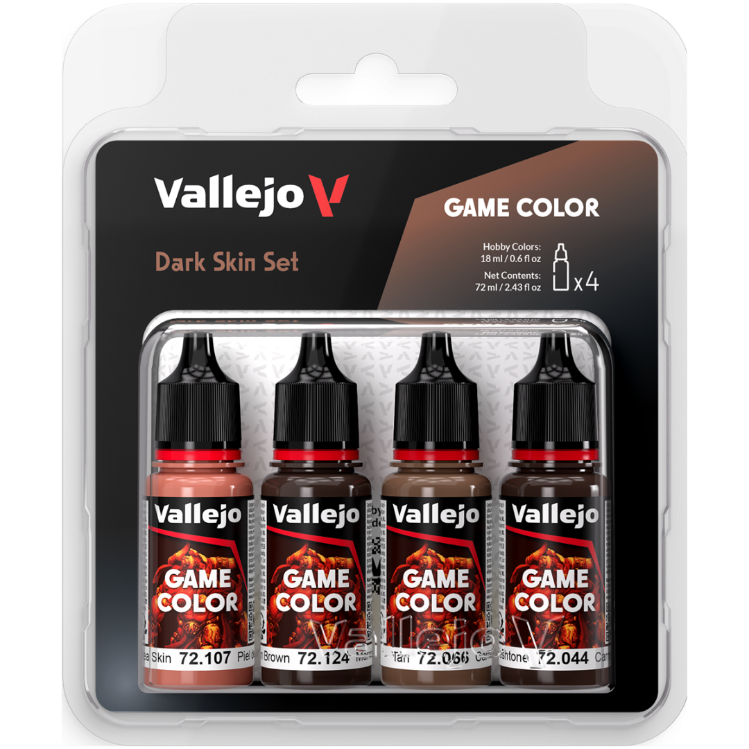 Vallejo Game Color Dark Skin Set of 4 acrylic paints for miniature painting and character skin tones